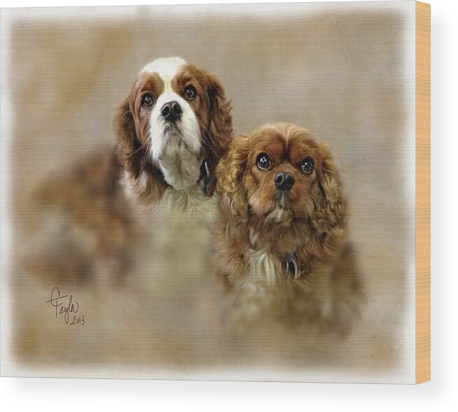 Dogs Wood Print featuring the painting Willie and Maggie by Colleen Taylor