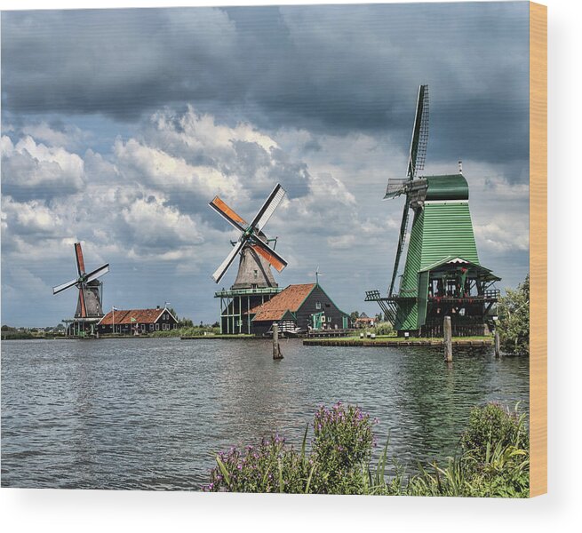 Windmill Trio Wood Print featuring the photograph Windmill Trio by Phyllis Taylor