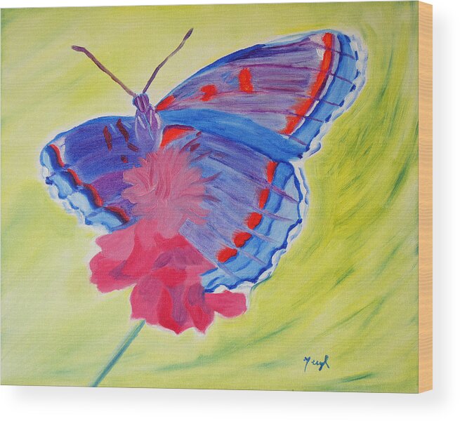 Butterfly Wood Print featuring the painting Winged Delight by Meryl Goudey