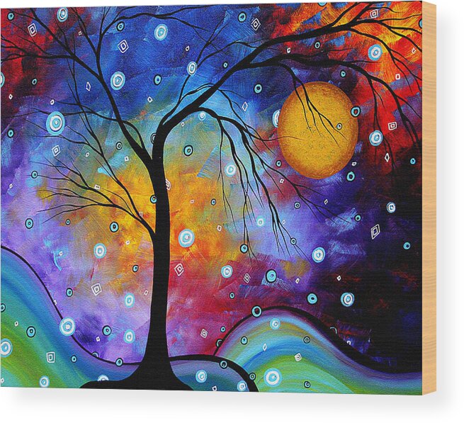 Abstract Wood Print featuring the painting WINTER SPARKLE Original MADART Painting by Megan Duncanson
