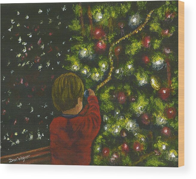Christmas Wood Print featuring the painting Wonder by Dan Wagner