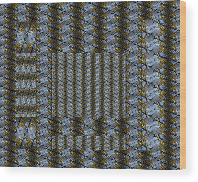 Textile Wood Print featuring the photograph Woven Blue and Gold Mosaic by Jodie Marie Anne Richardson Traugott     aka jm-ART
