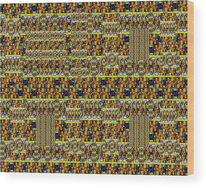 Digital Art Wood Print featuring the photograph Woven Cactus Blossom Mosaic by Jodie Marie Anne Richardson Traugott     aka jm-ART