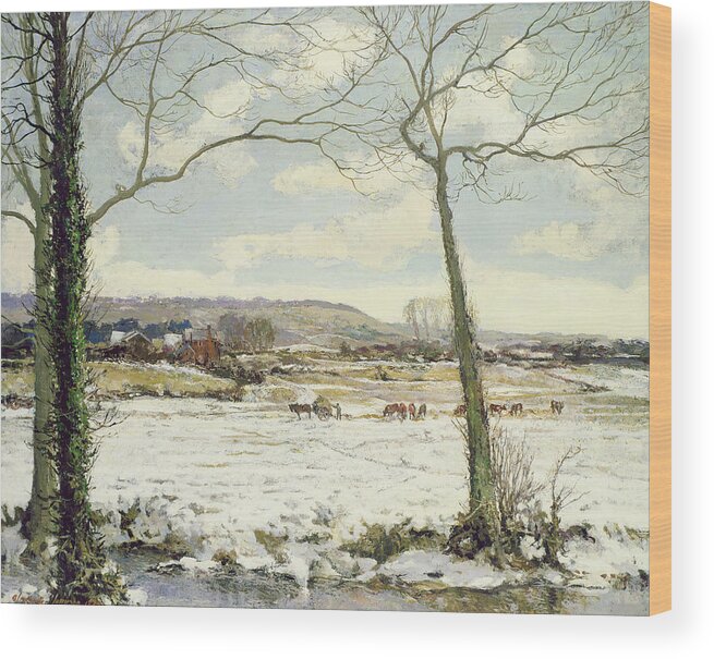 Hay Cart Wood Print featuring the painting The Frozen Meadow by Alexander Jamieson