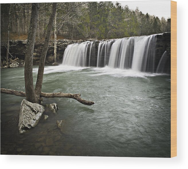 Arkansas Wood Print featuring the photograph 0805-0070 Falling Water Falls 3 by Randy Forrester