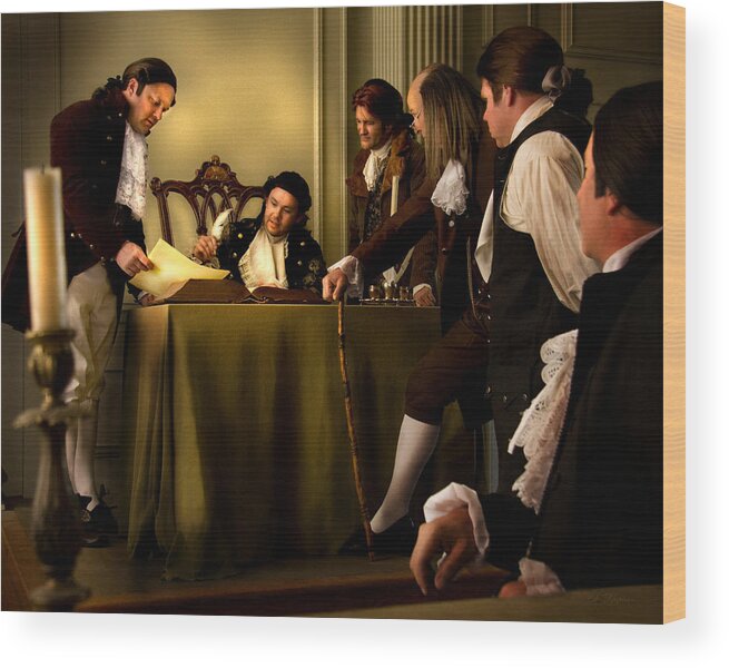 The Committee Of The Five For The Declaration Of Independence Wood Print featuring the photograph A Light to all Mankind #1 by Helen Thomas Robson