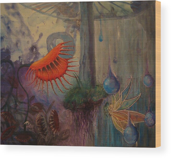 Flytraps Wood Print featuring the painting Birth by Mindy Huntress