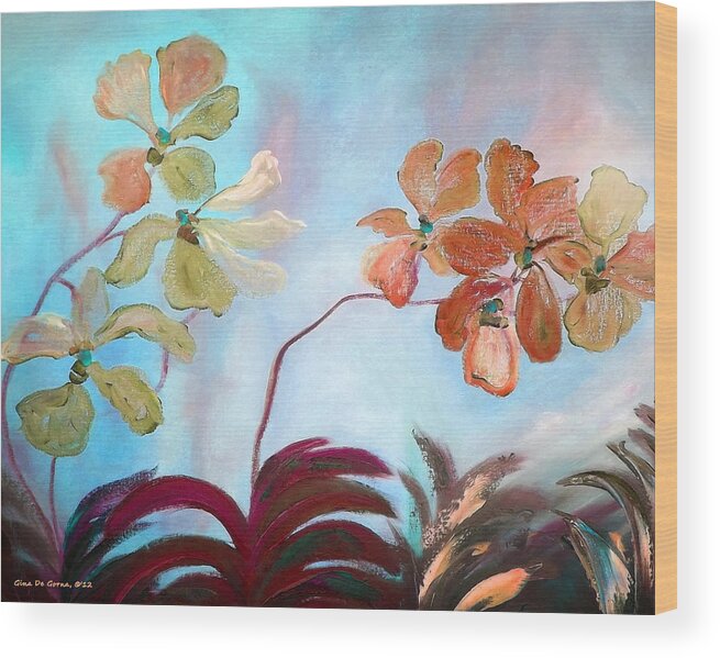 Landscapes Wood Print featuring the painting Orchids #8 by Gina De Gorna