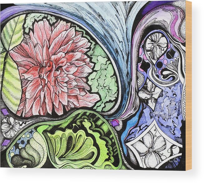 Flower Wood Print featuring the mixed media Abstract Dream by Danielle Scott
