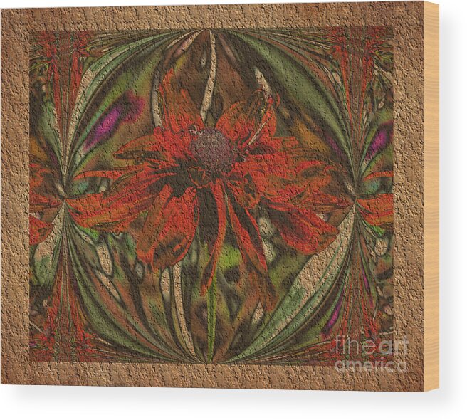 Abstract Wood Print featuring the digital art Abstract Flower by Smilin Eyes Treasures