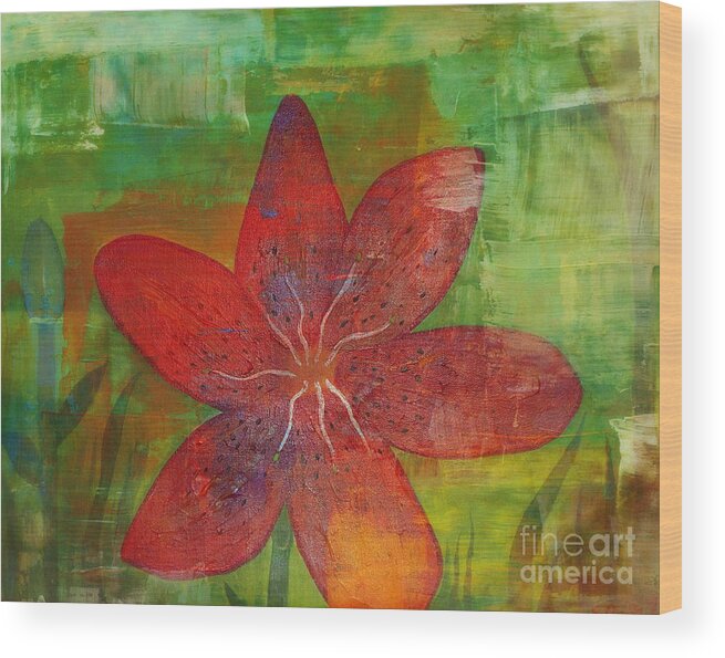 Abstract Lilly Wood Print featuring the mixed media Abstract Lilly by Sacred Muse
