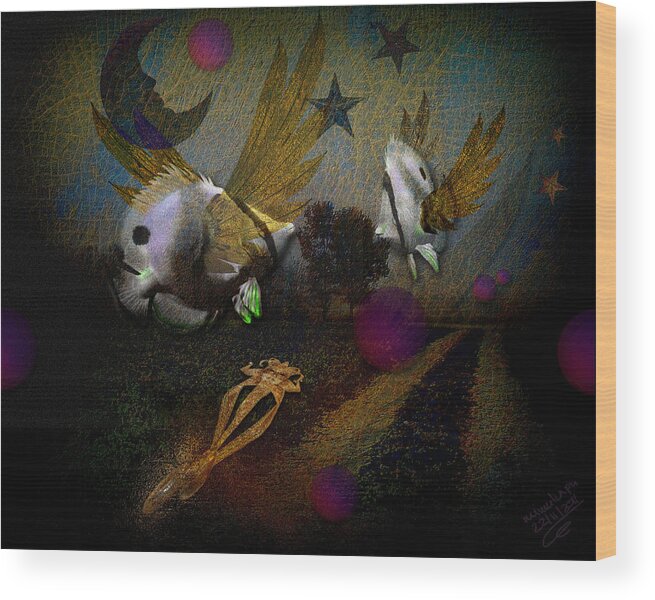 Fish Wood Print featuring the digital art Angel Fish by Mimulux Patricia No