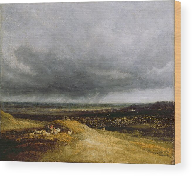 Landscape Wood Print featuring the painting Approaching Storm by Georges Michael