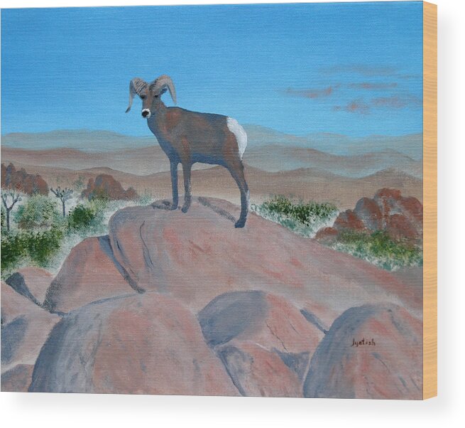  Wood Print featuring the painting Bighorn by Nayaswami Jyotish