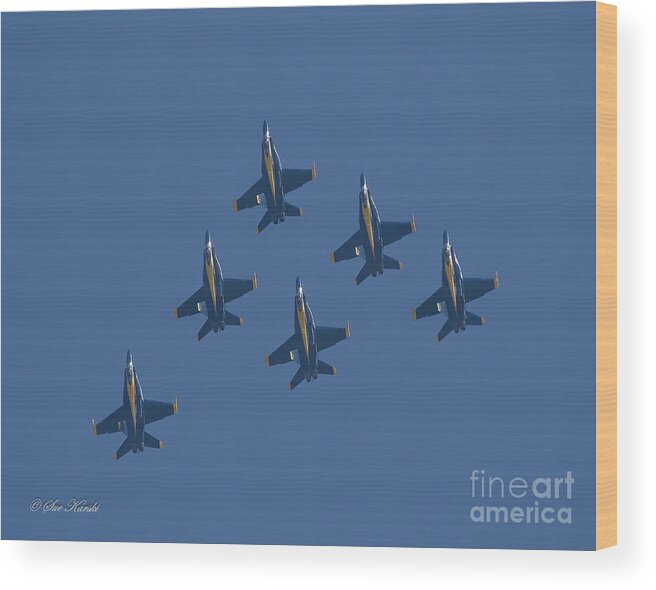 Airshow Wood Print featuring the photograph Blue Angel Team by Sue Karski