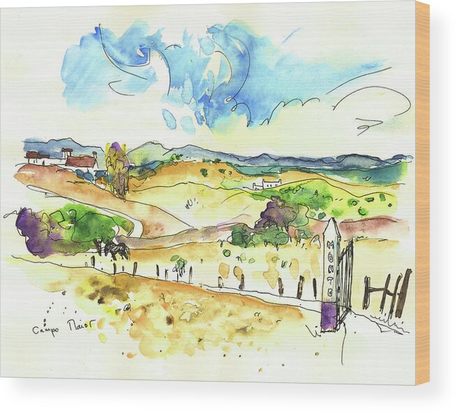 Portugal Wood Print featuring the painting Campo Maior in Portugal 01 by Miki De Goodaboom