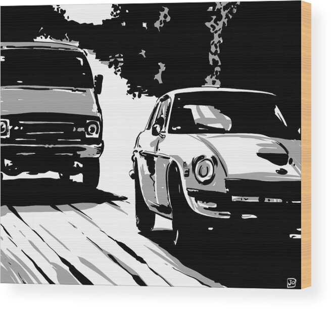 Cars Wood Print featuring the digital art Car Passing nr 2 by Giuseppe Cristiano