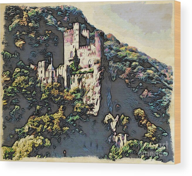 Castle Wood Print featuring the photograph Castle Above the Rhine in Germany by Phyllis Kaltenbach