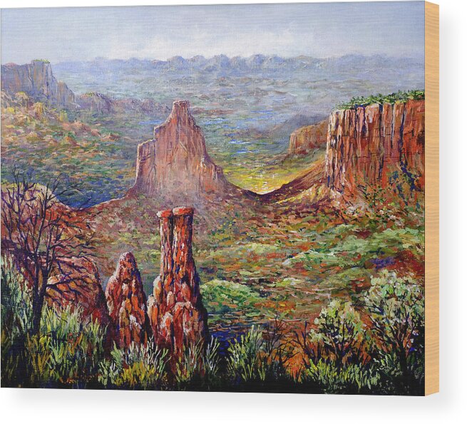 Colorado Wood Print featuring the painting Colorado National Monument by Lou Ann Bagnall