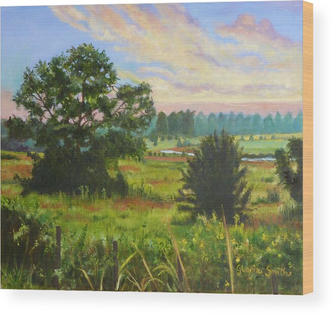 Countryside Wood Print featuring the painting Country Landscape by Gloria Smith