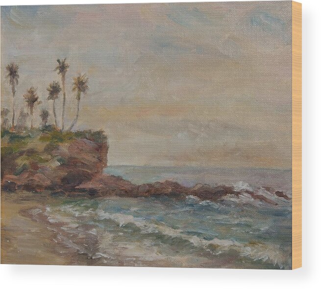 Laguna Beach Wood Print featuring the painting Crescent Bay December by Edward White