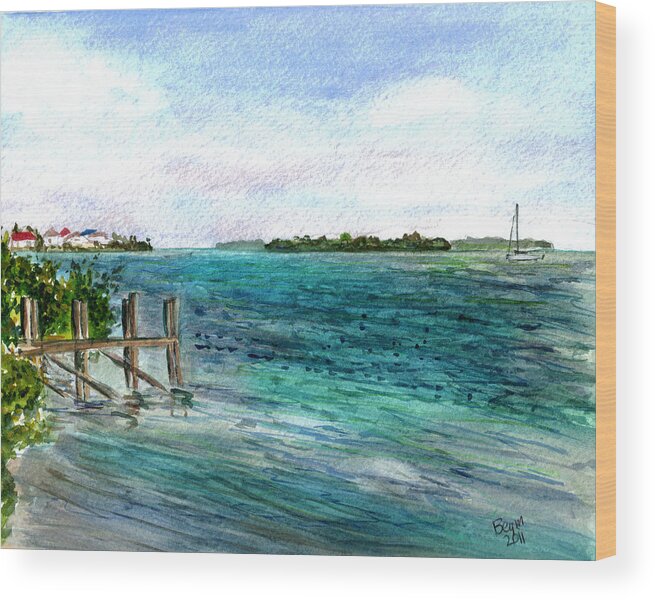 Cudjoe Bay Wood Print featuring the painting Cudjoe Bay by Clara Sue Beym