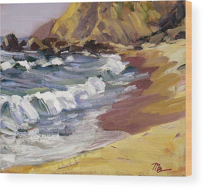 Oil Painting Wood Print featuring the painting Dana Point Beachhead by Mark Lunde