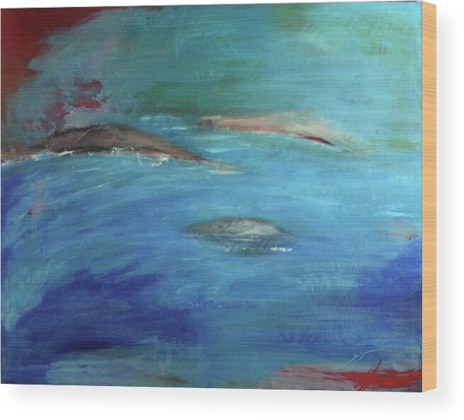 Blue Wood Print featuring the painting Deep Waters by Jan Swaren