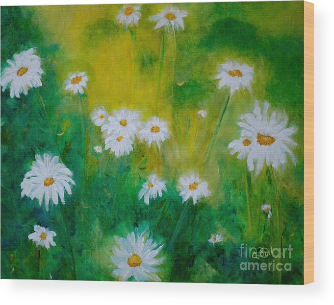 Daisies Wood Print featuring the painting Delightful Daisies by Claire Bull