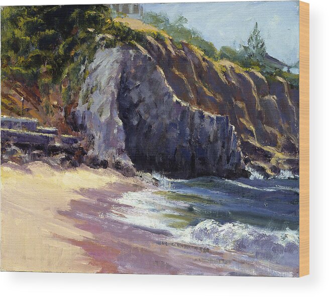 California Coast Wood Print featuring the painting El Moro-3 by Mark Lunde