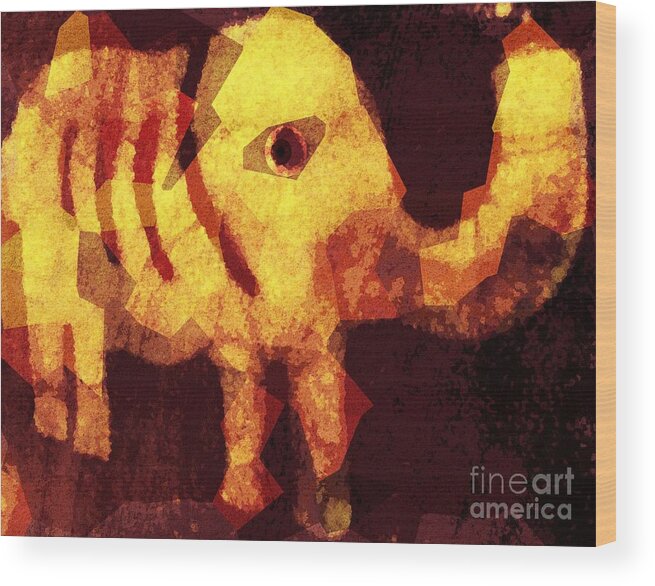 Fania Simon Wood Print featuring the mixed media Elephant I Am by Fania Simon