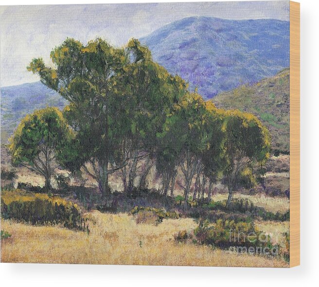 California Wood Print featuring the painting Eucalyptus Grove Catalina by Randy Sprout