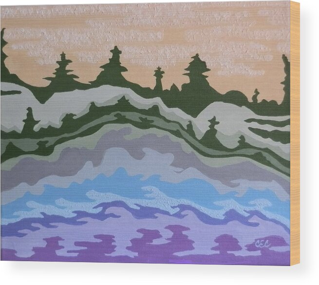 Impression Wood Print featuring the painting Evening Impressions by Carolyn Cable