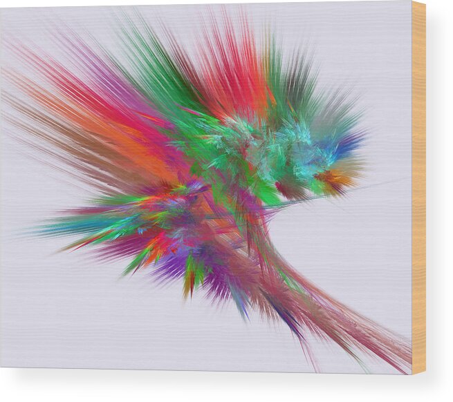 Abstract Wood Print featuring the digital art Feathery Bouquet on White - Abstract Art by Rod Johnson