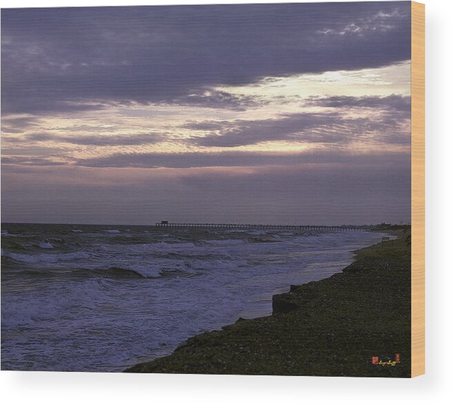 Ocean Wood Print featuring the photograph Fishing Pier Before the Storm 14A by Gerry Gantt