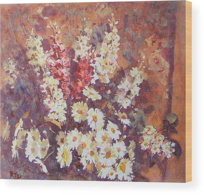 Flower Wood Print featuring the painting Flower Profusion by Richard James Digance