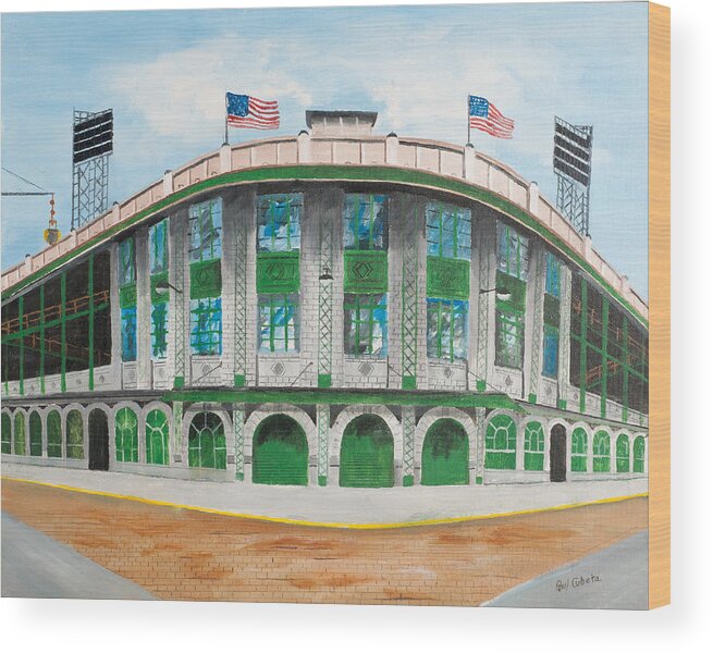 Forbes Field Wood Print featuring the painting Forbes Field by Paul Cubeta