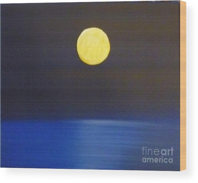 Full Moon Wood Print featuring the painting Full Moon by Alys Caviness-Gober