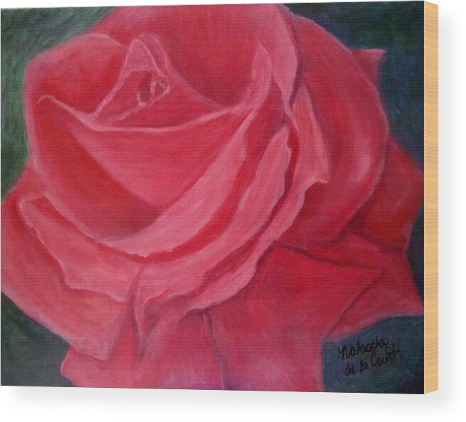 Rose Wood Print featuring the painting Fuschia Rose by Natascha de la Court