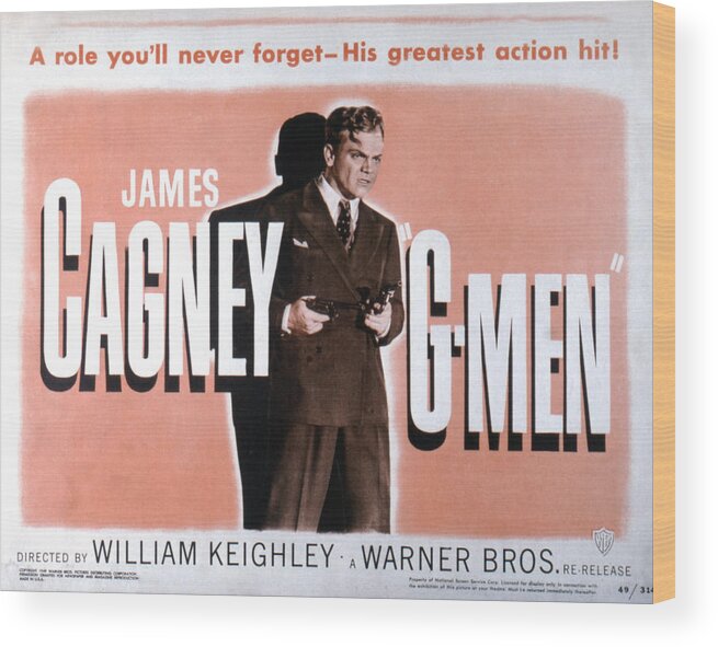 1930s Movies Wood Print featuring the photograph G-men, James Cagney, 1935 by Everett
