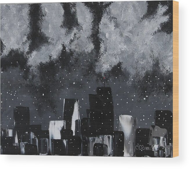 Abstract Wood Print featuring the painting Gotham II by Stephen P ODonnell Sr