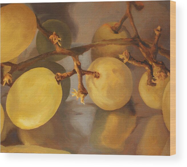 Grapes Wood Print featuring the painting Grapes on Foil by Rachel Bochnia