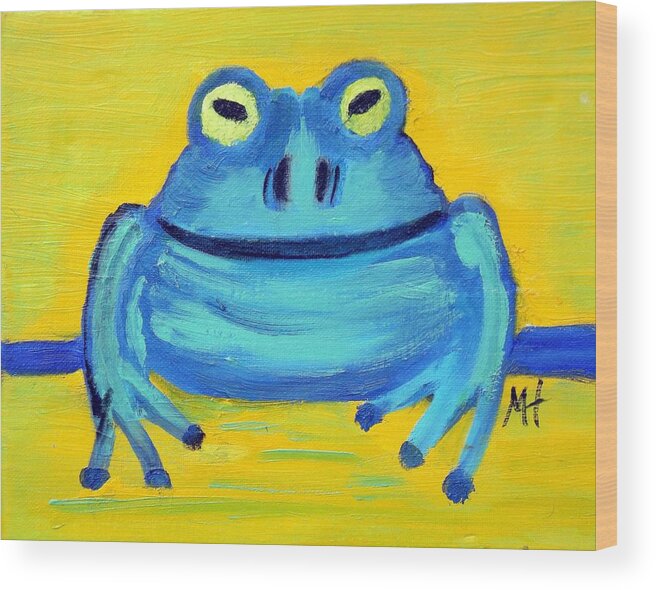Artwork Prints Wood Print featuring the painting Happy Male Frog by Margaret Harmon