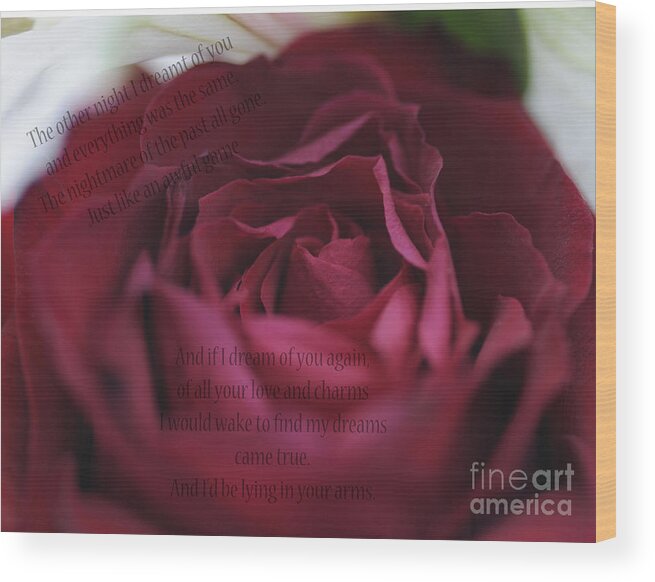 Flower Wood Print featuring the photograph I dream of you by Sheila Laurens