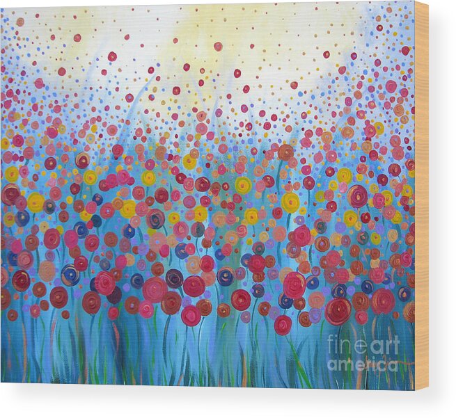 Flowers Wood Print featuring the painting Infinite Romance by Stacey Zimmerman