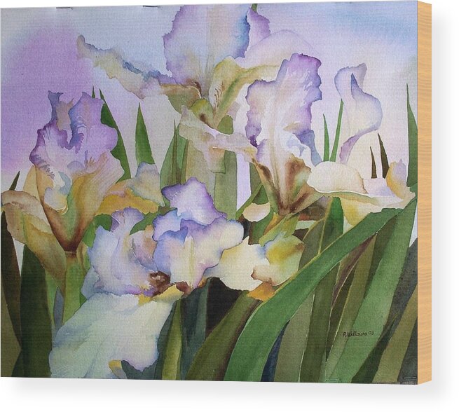 Flowers Wood Print featuring the painting Iris III by Richard Willows