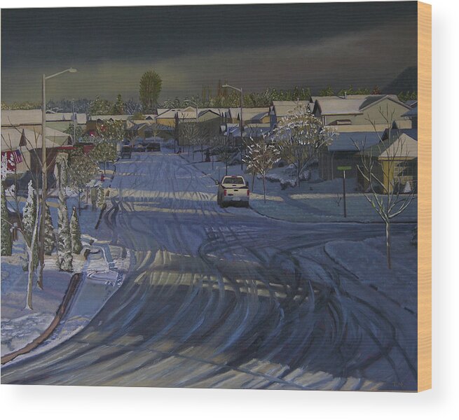 Winter Landscape Wood Print featuring the painting Late Afternoon Sun by Thu Nguyen