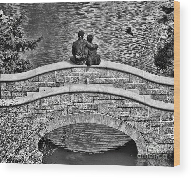 Niagara Falls Wood Print featuring the photograph Lovers on a Bridge by Traci Cottingham