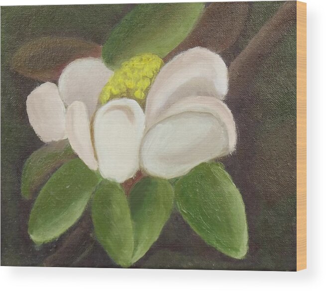 Magnolia Wood Print featuring the painting Magnificient Magnolia by Margaret Harmon