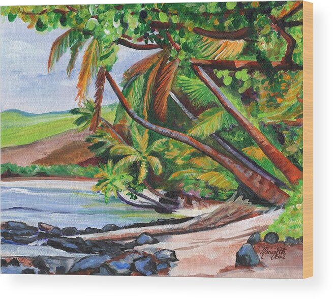 Kauai Wood Print featuring the painting Makaweli Landscape by Marionette Taboniar